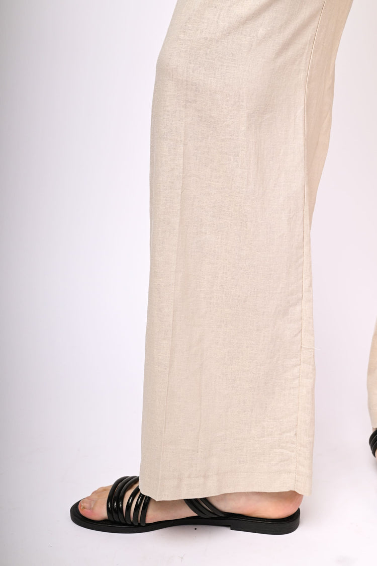 Linen-blend palazzo trousers