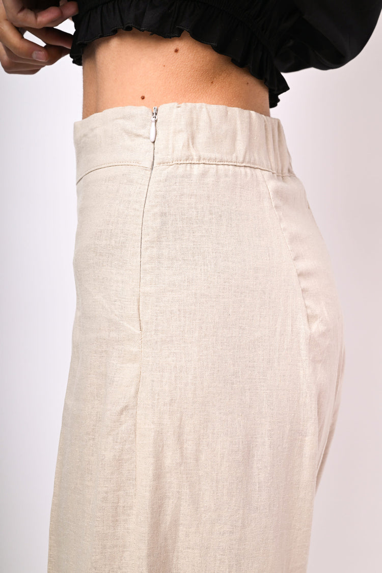 Linen-blend palazzo trousers