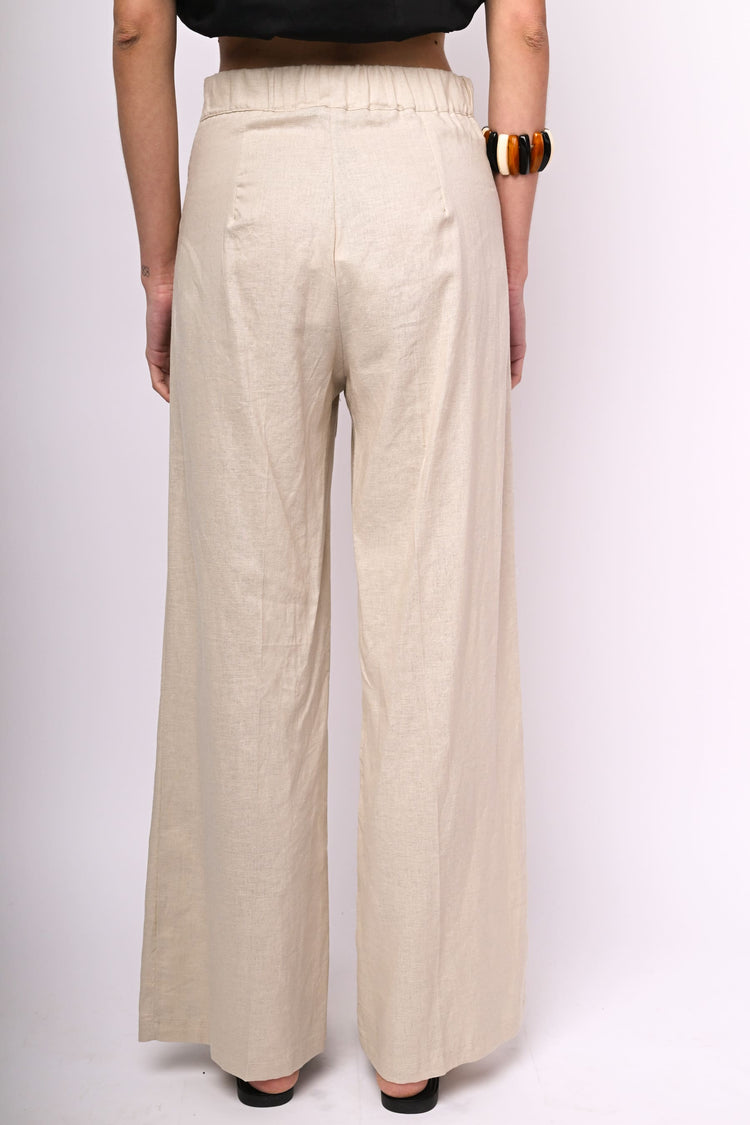 Linen-blend palazzo trousers