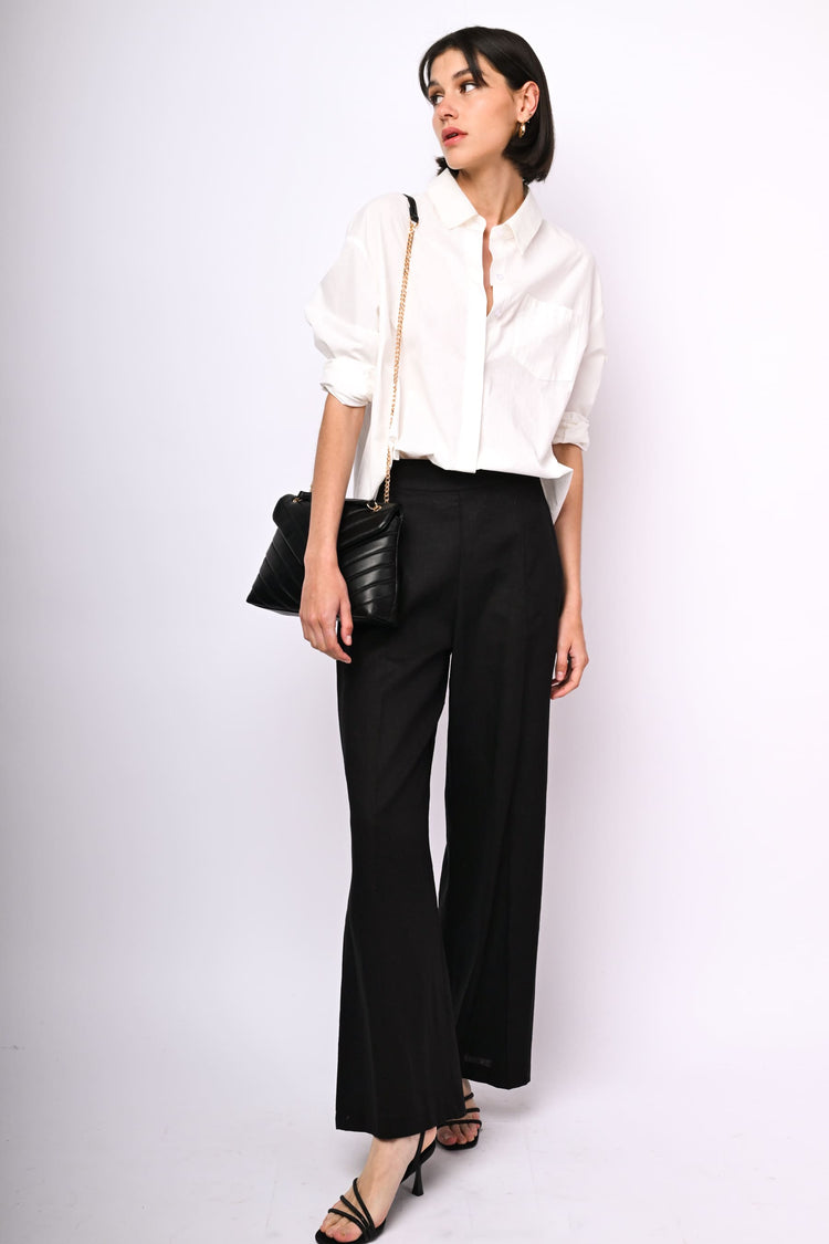 Linen-blend palazzo trousers