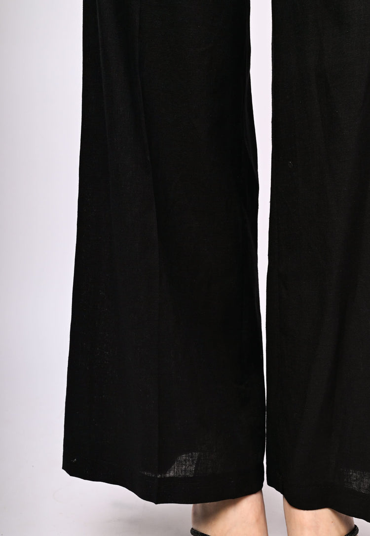 Linen-blend palazzo trousers