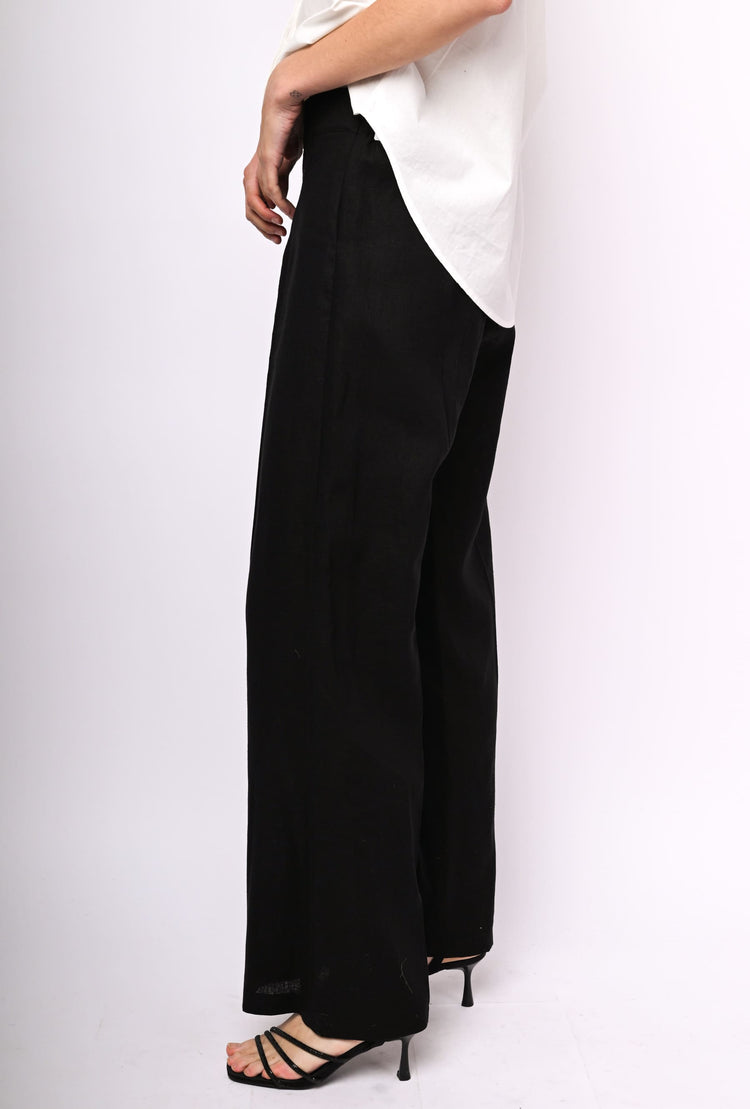 Linen-blend palazzo trousers