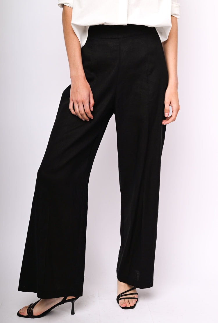 Linen-blend palazzo trousers