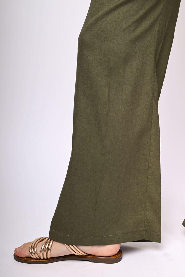 Linen-blend palazzo trousers