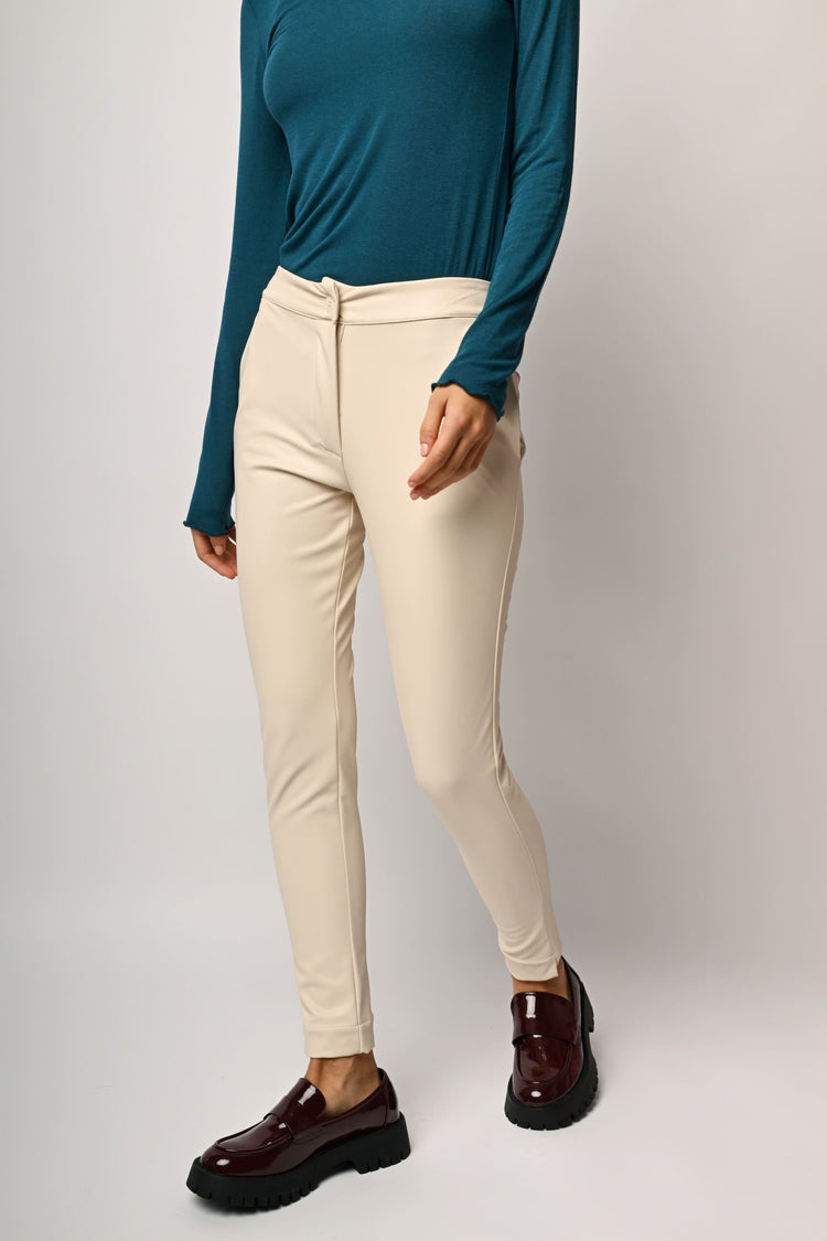 Faux leather slim-fit trousers