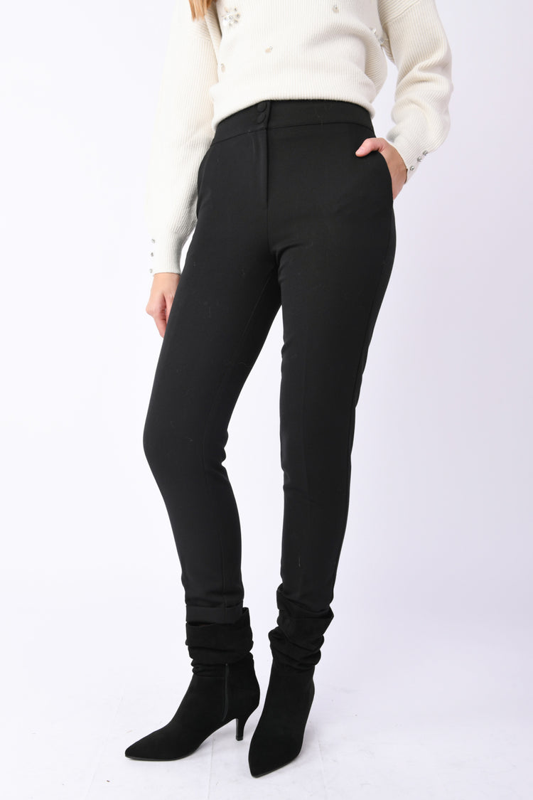 Turn-up slim-fit trousers