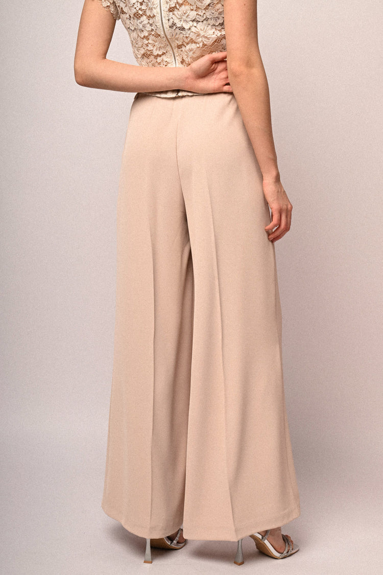 Jewel-button wide-leg trousers