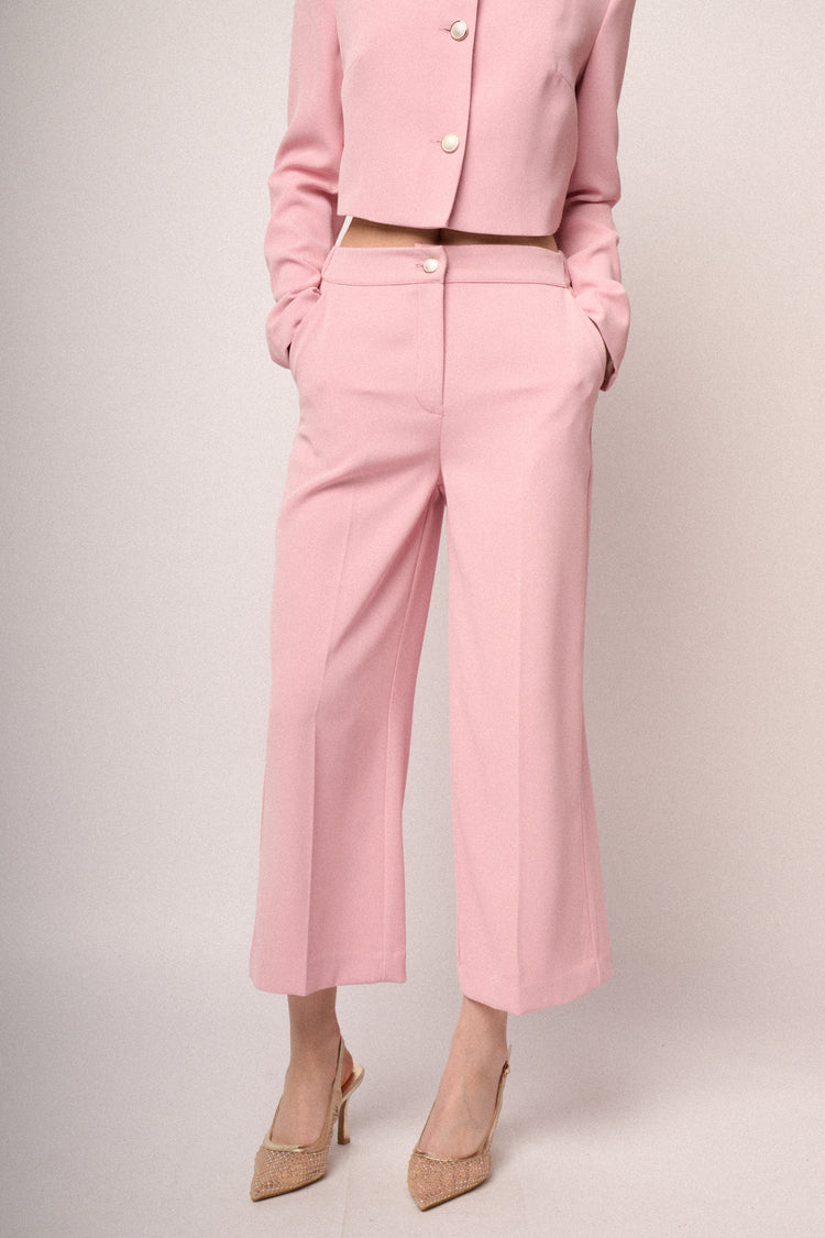 Jewel button pink cropped pants