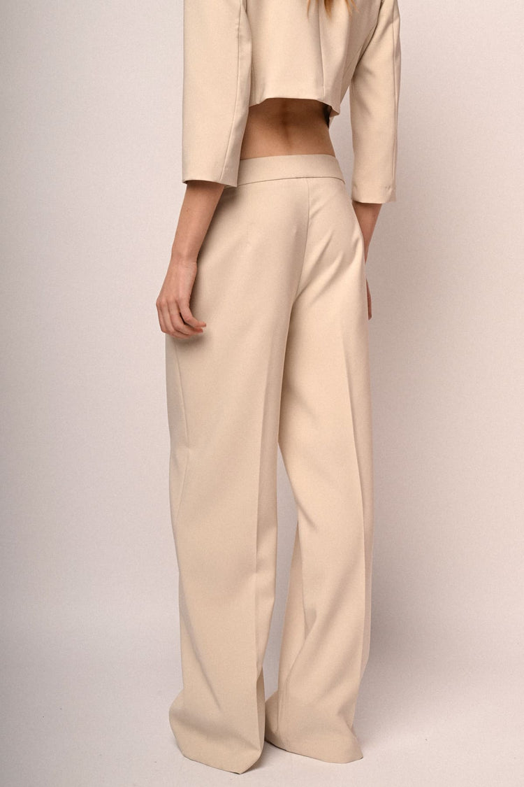 Jewel-button wide-leg trousers