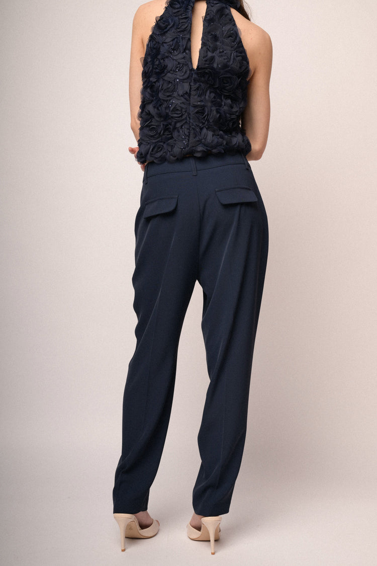 Blue carrot-leg fluid trousers