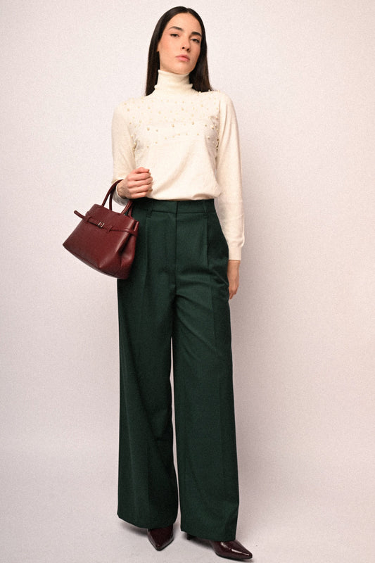 Darts wide-leg trousers