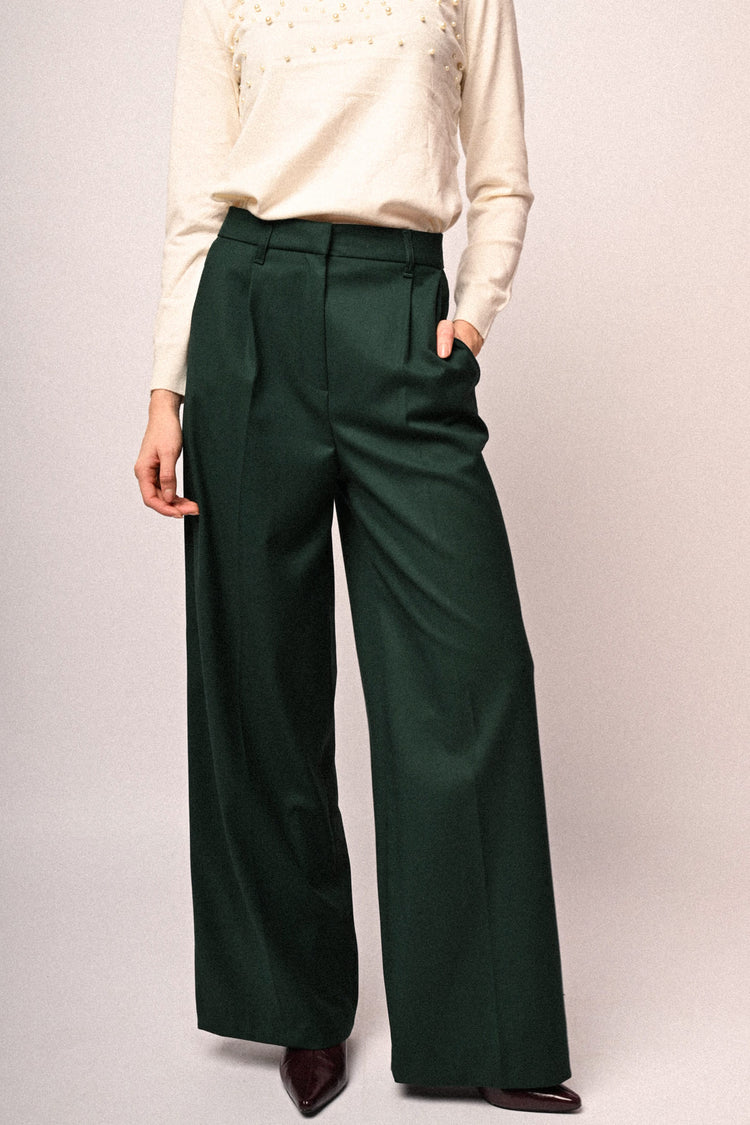 Darts wide-leg trousers