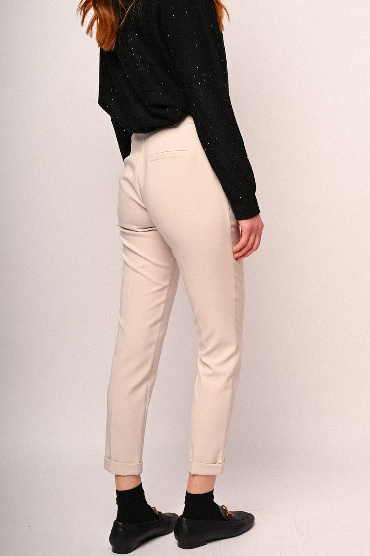 Turn-up slim-fit trousers