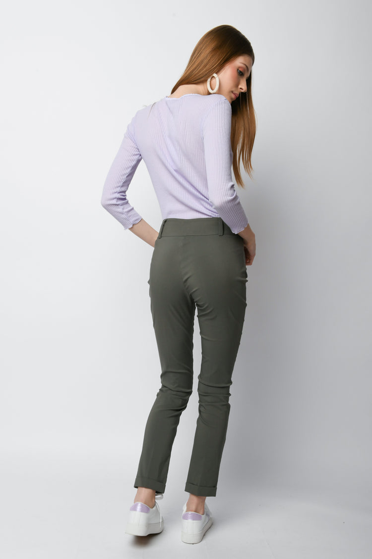 Stretch viscose-blend trousers