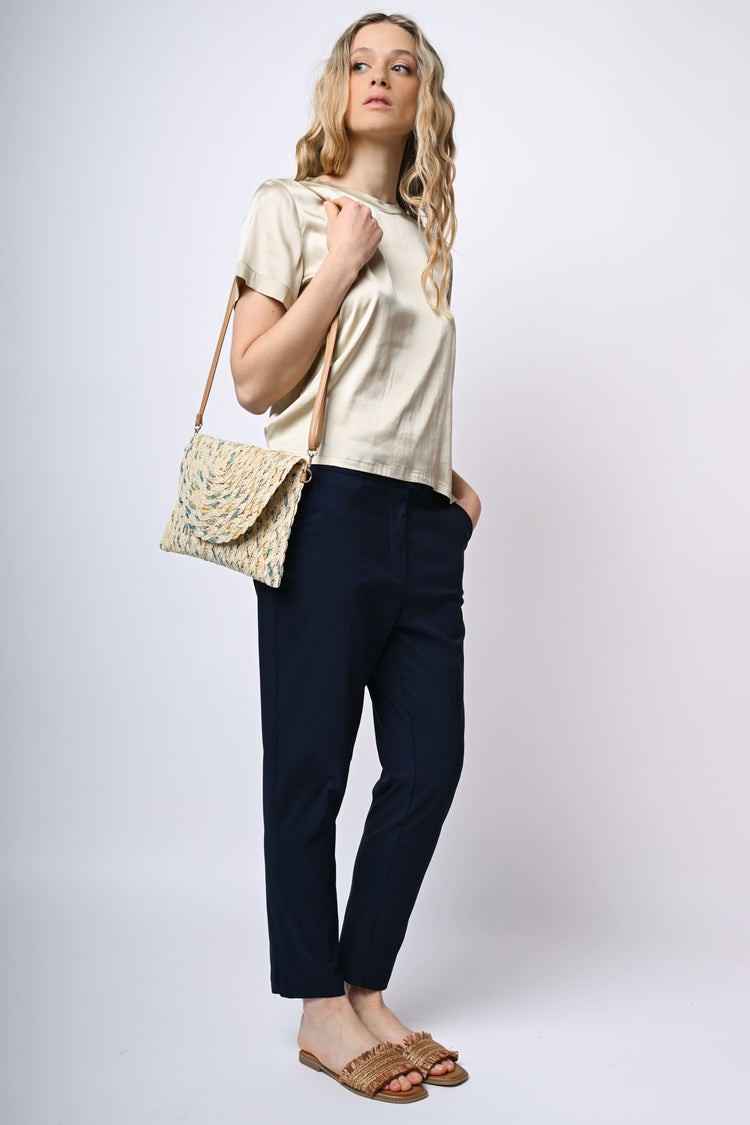 Viscose-blend straight-leg trousers