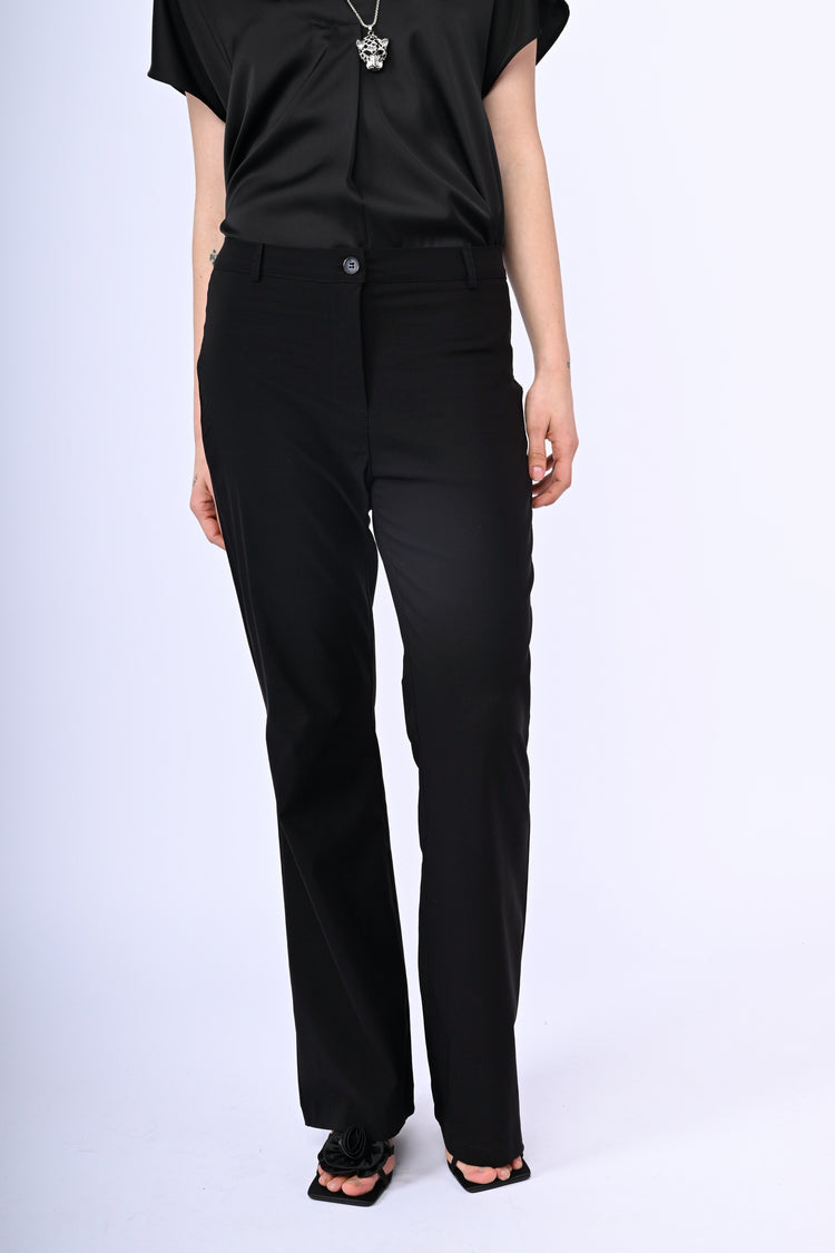 Viscose-blend flared trousers