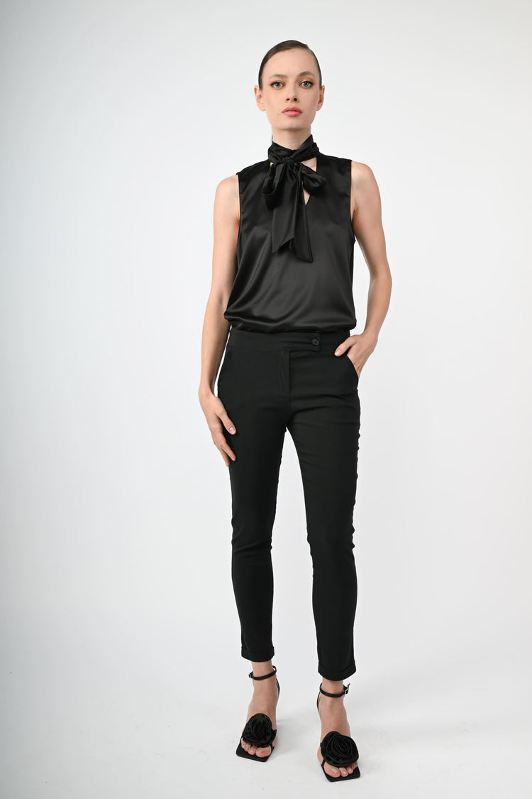 Viscose-blend slim-fit trousers