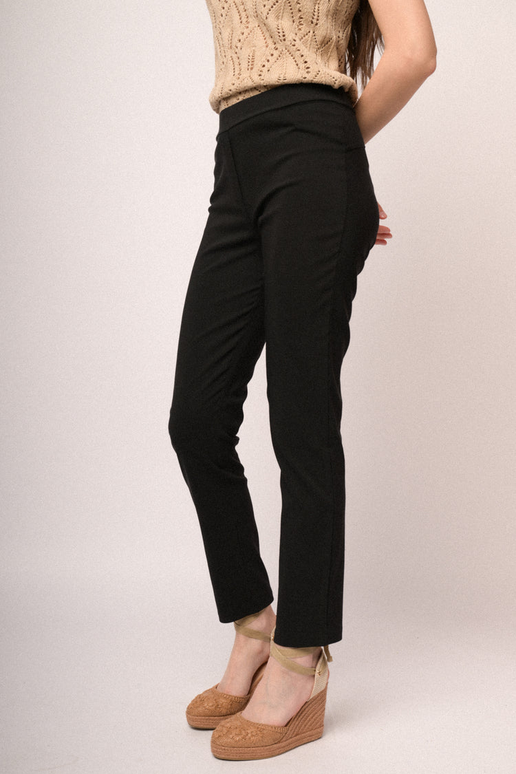 Black viscose-blend push-up trousers