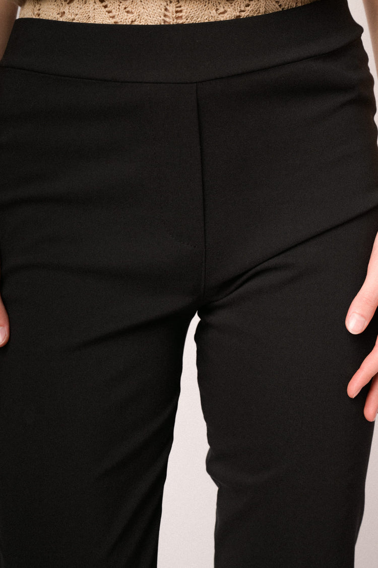 Black viscose-blend push-up trousers
