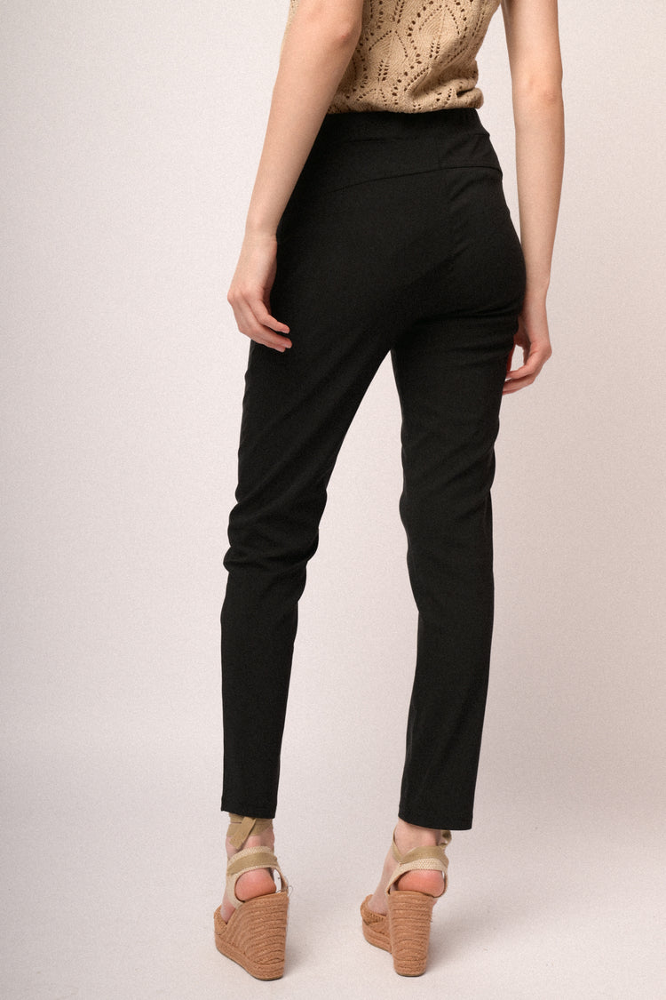 Black viscose-blend push-up trousers
