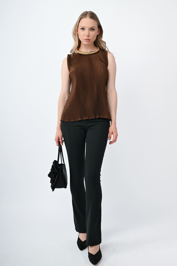 Stretch viscose-blend flared trousers
