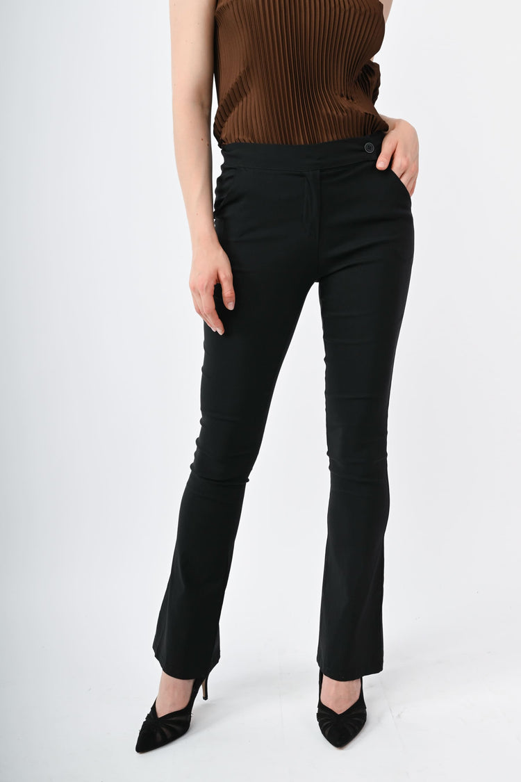 Stretch viscose-blend flared trousers