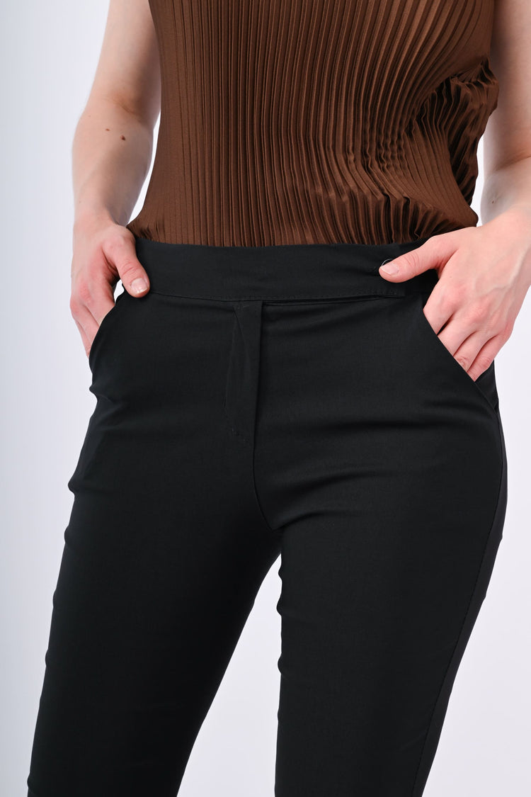 Stretch viscose-blend flared trousers
