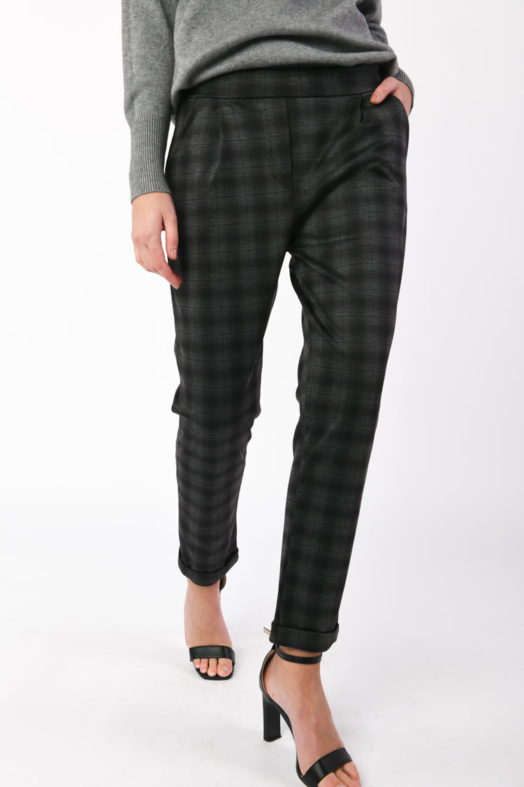 Check print trousers