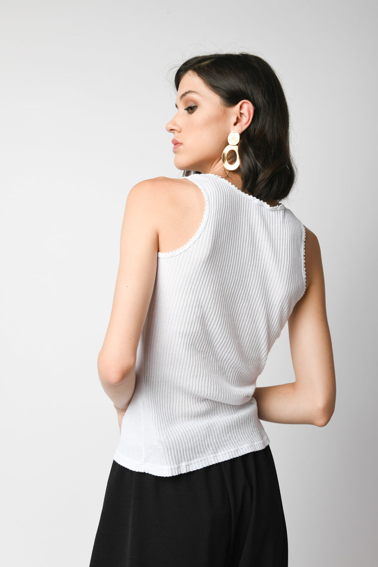 Ribbed knit cotton tank top