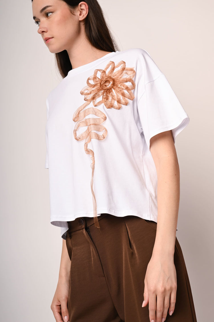 Floral-detail t-shirt