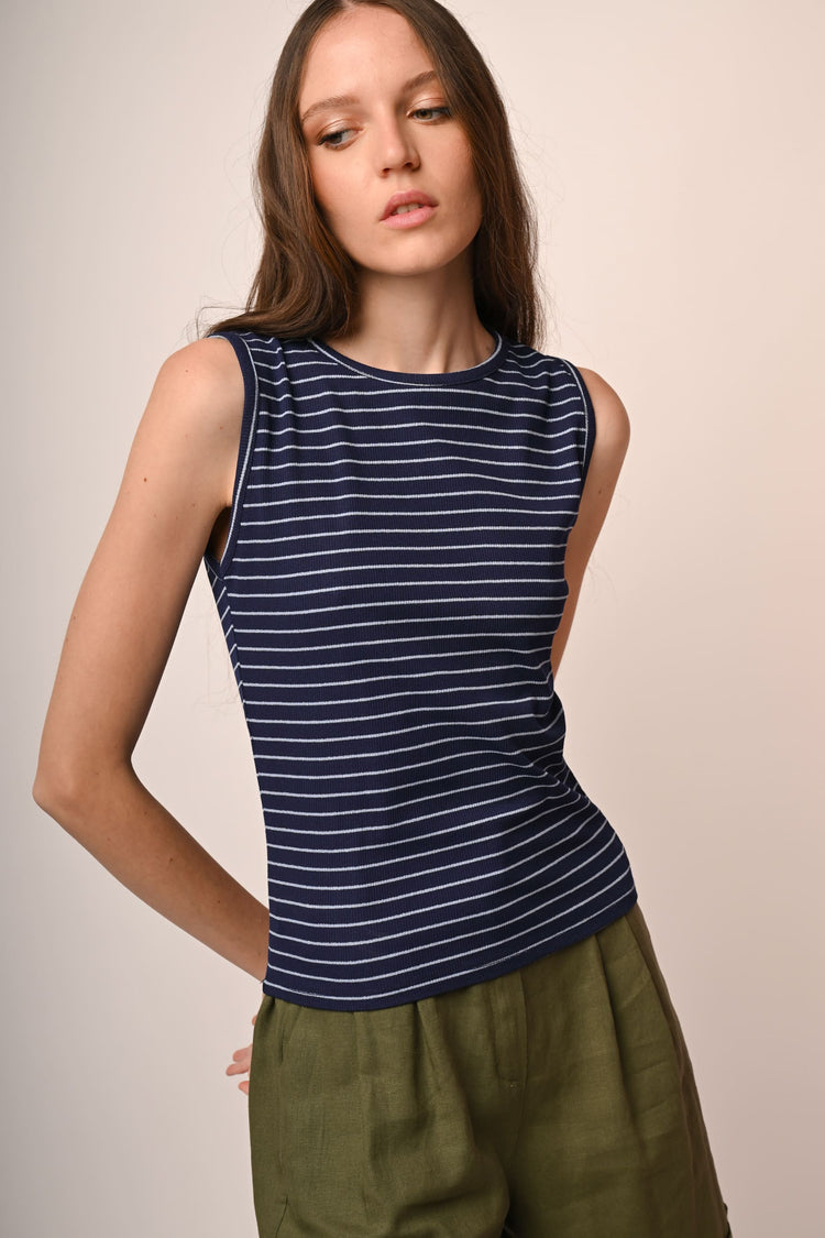 Striped knit tank top