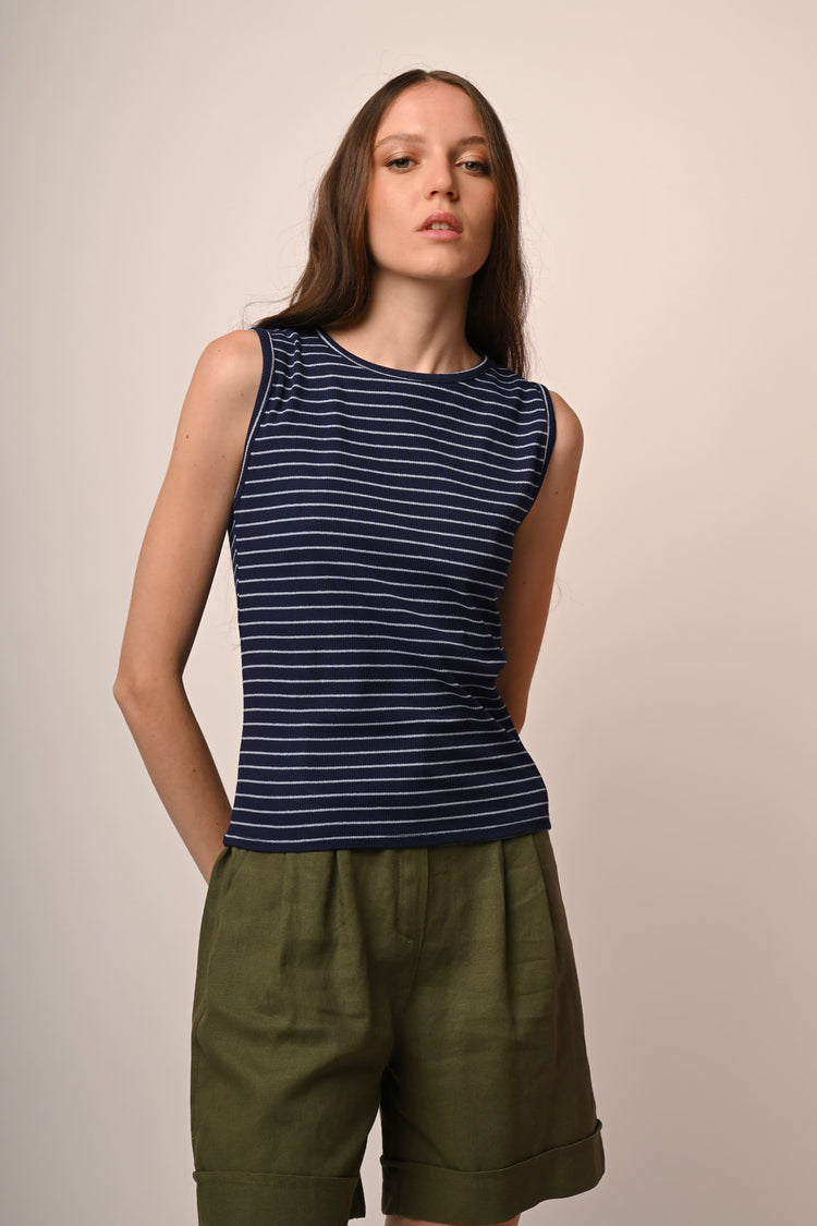 Striped knit tank top