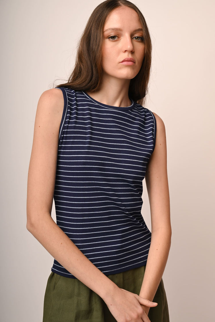 Striped knit tank top