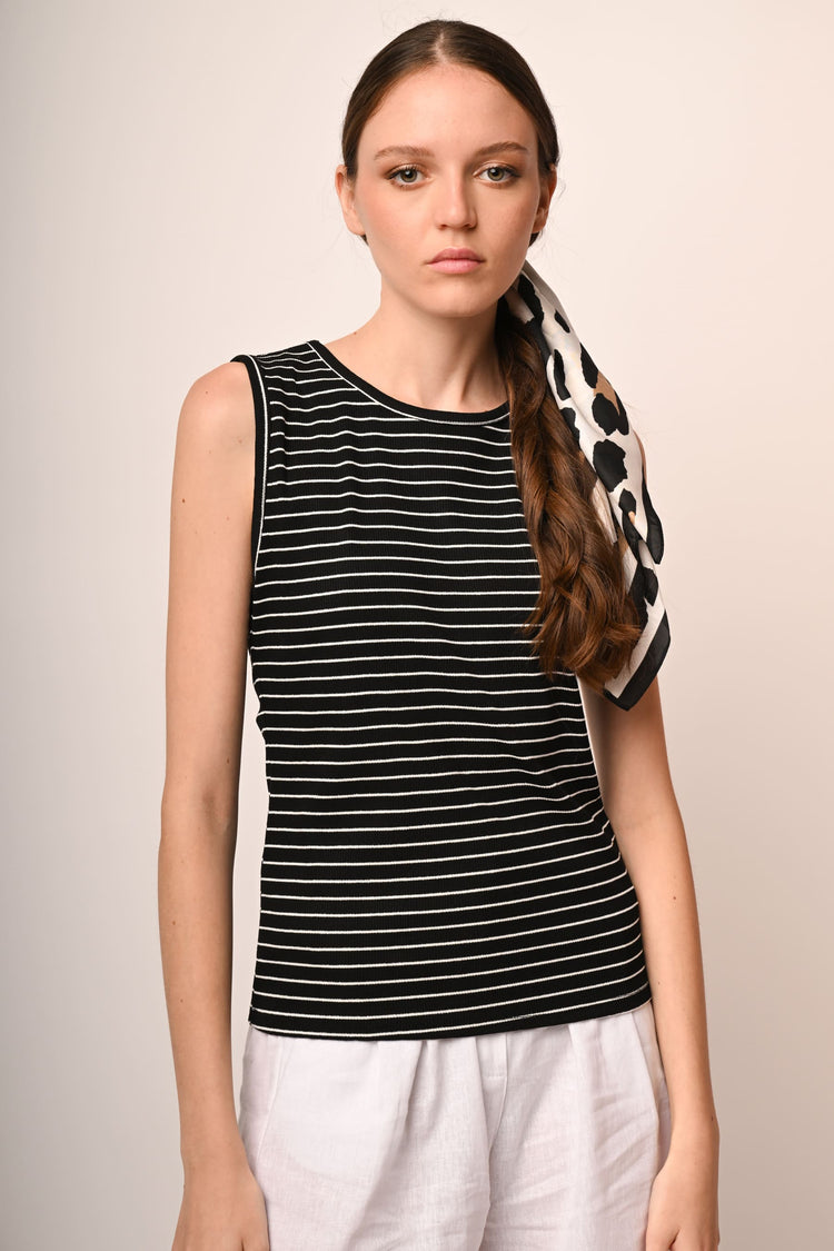 Striped knit tank top