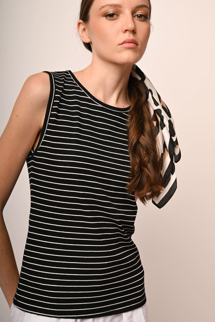 Striped knit tank top