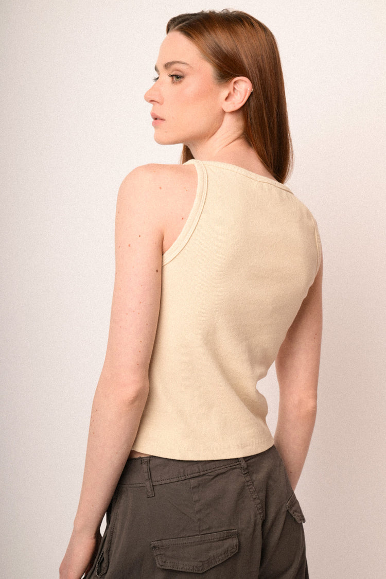 Butter yellow cotton basic tank top