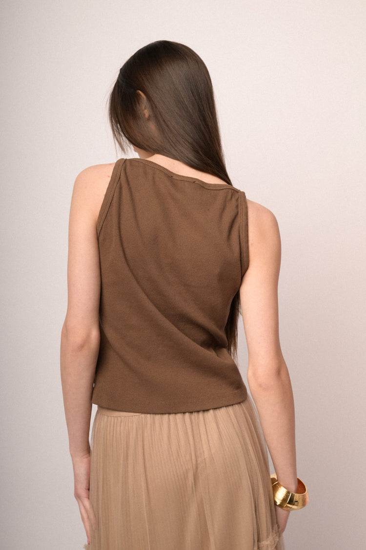 Chocolate cotton basic tank top