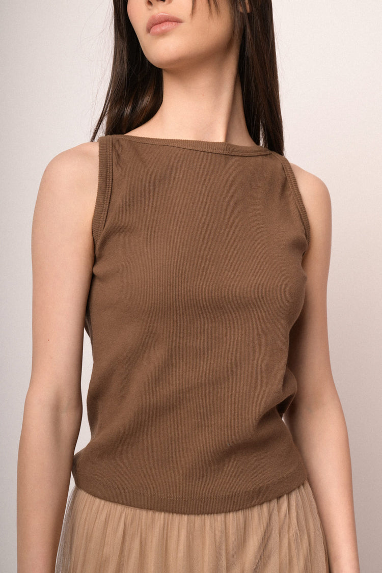 Chocolate cotton basic tank top