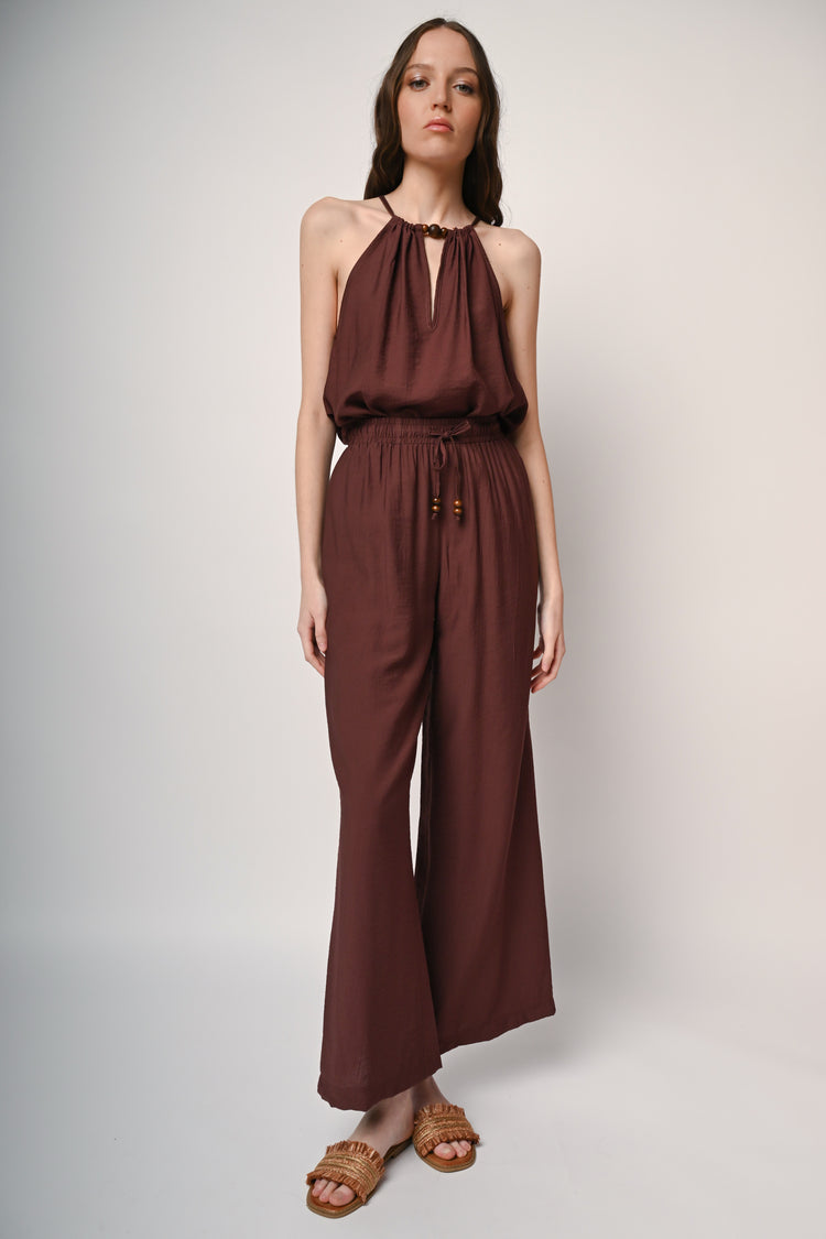 Drawstring wide-leg trousers