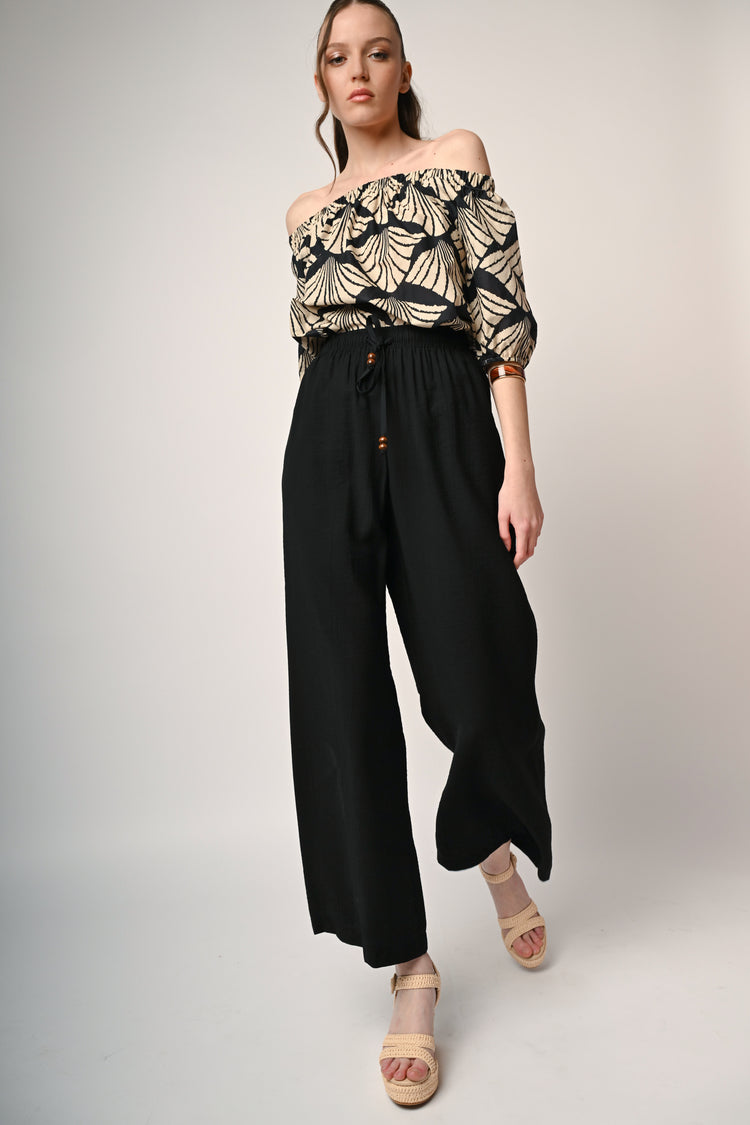 Drawstring wide-leg trousers