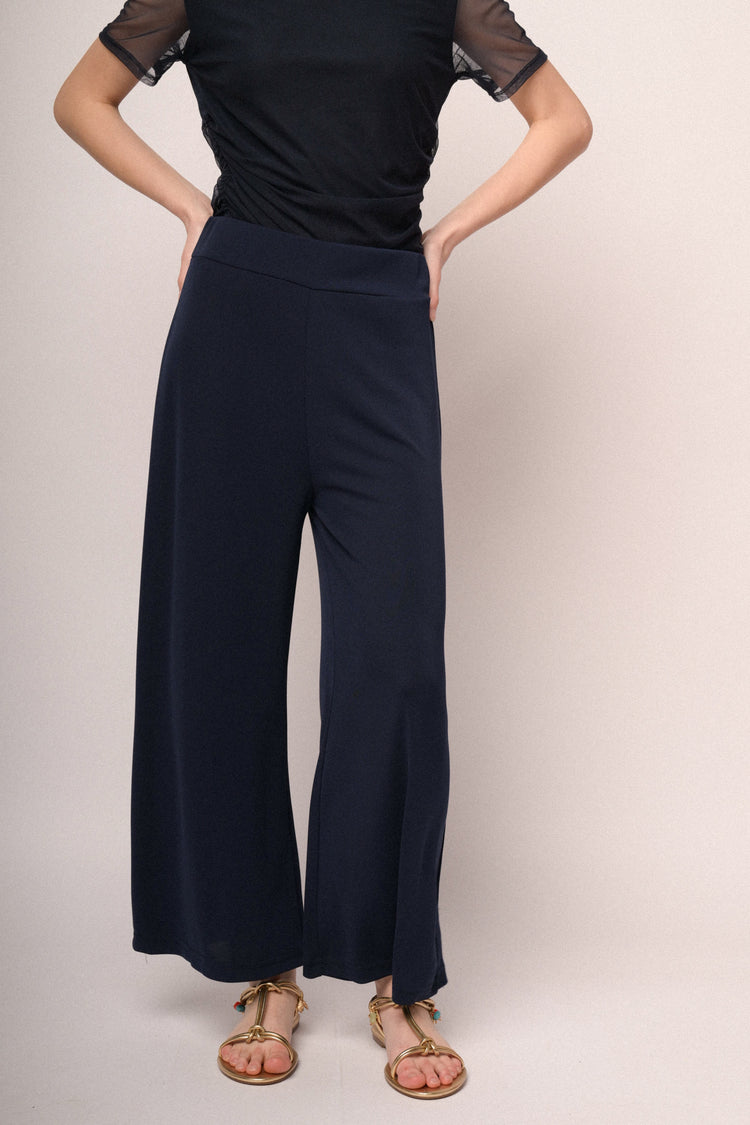 Blue cropped culotte pants