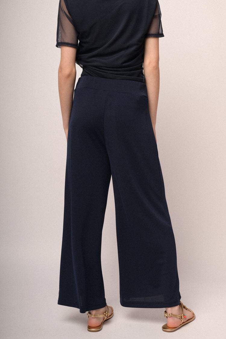 Blue cropped culotte pants