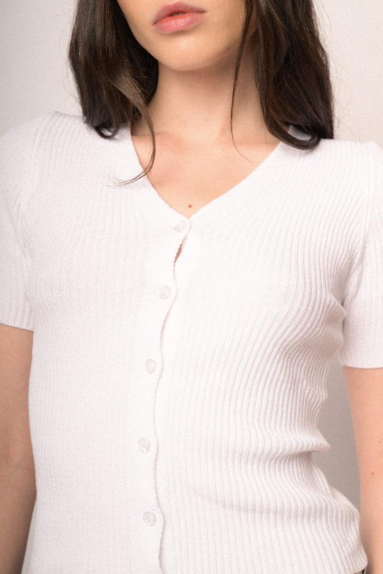 White short-sleeved cardigan