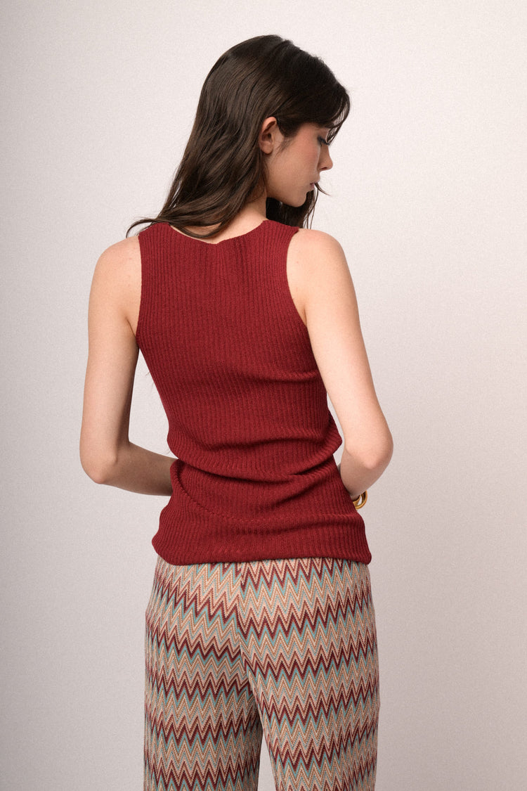 Red knit top