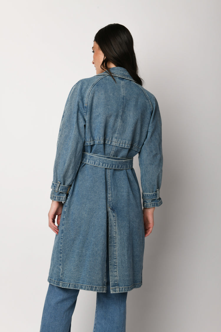 Denim trench coat