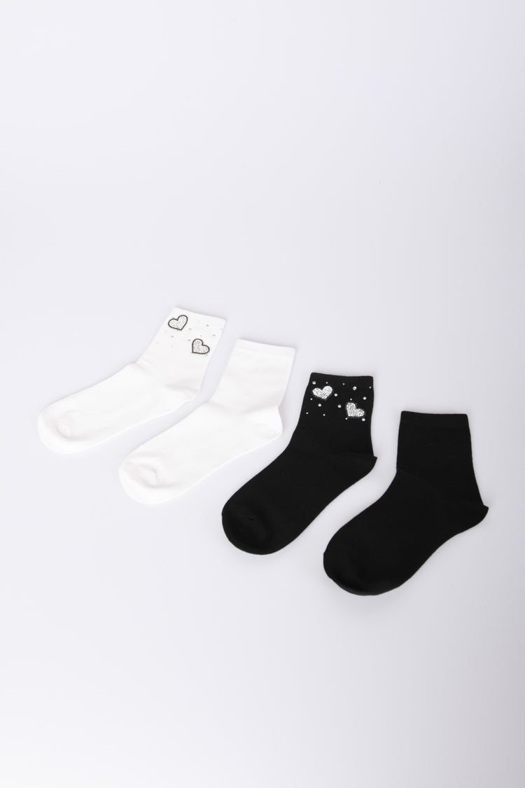 Set of two heart-detail pair of socks