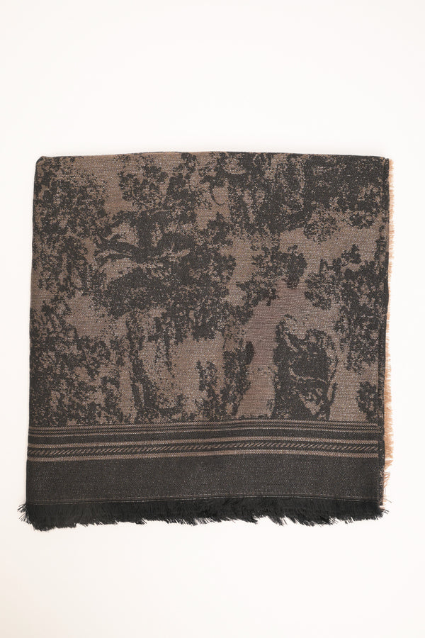 Brown-black shaded scarf with fringe