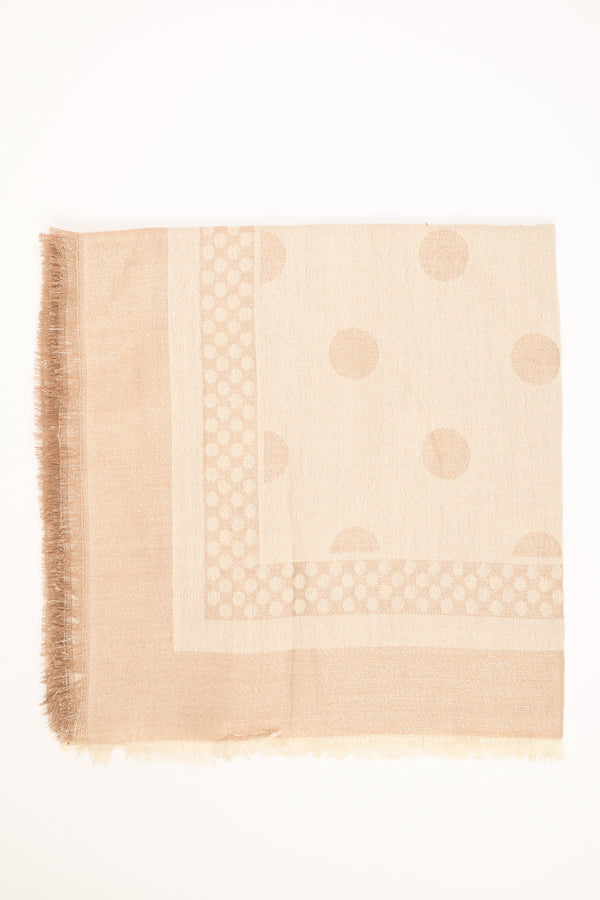 Beige lurex polka-dot scarf
