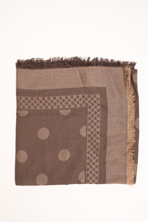 Brown lurex polka-dot scarf