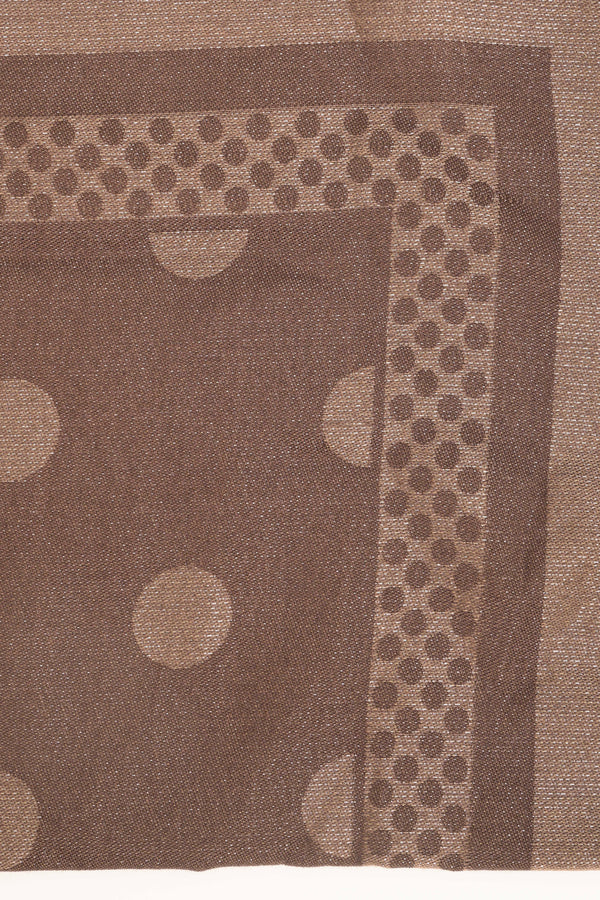 Brown lurex polka-dot scarf